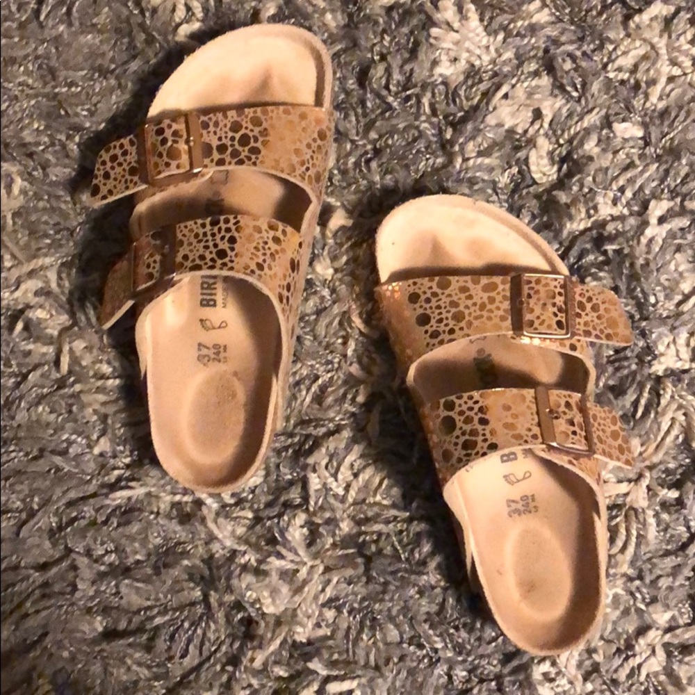 Birkenstocks Copper Metallic Arizona Shoes 37